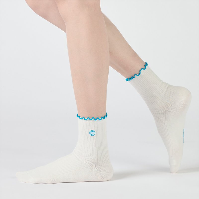 气泡苏打 中筒袜 - 白(F) - 袜子 - 棉．麻 白色