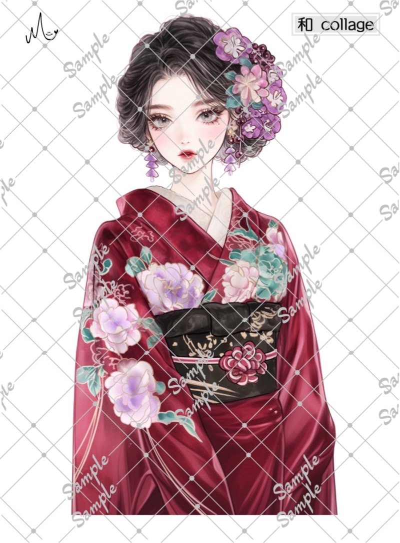 原创人物贴纸 和风系列 期间限定至1月10日 - 贴纸 - 纸 