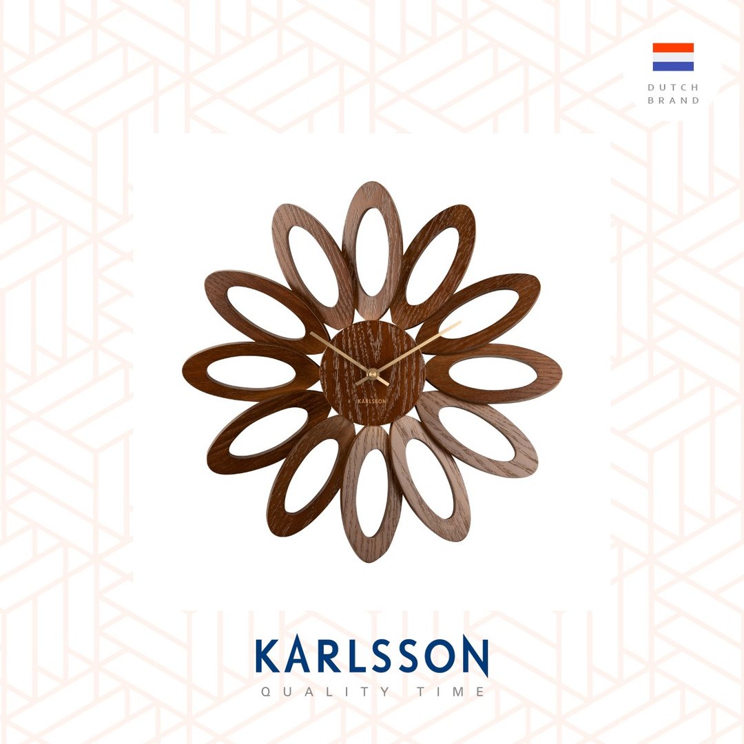 荷兰Karlsson wall clock 40cm Fiore dark wood veneer 木制挂钟 - 时钟/闹钟 - 木头 咖啡色