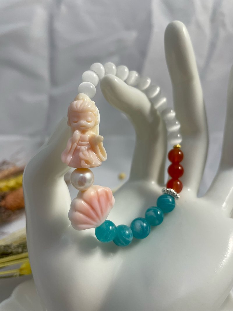 长月烬明 澹台烬冥夜 爱无限 女皇贝天河石白猫眼绯红淡水珍珠 - 手链/手环 - 玉石 