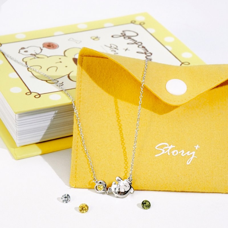 【定制化礼物】PomPomPurin 系列-布丁狗小心愿诞生石纯银项链 - 项链 - 纯银 银色