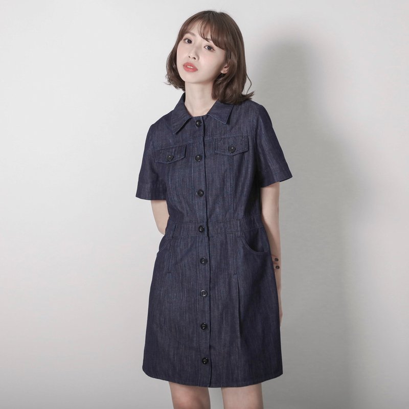 Explorer 探险家衬衫洋装_7SF013_牛津蓝 - 洋装/连衣裙 - 棉．麻 蓝色