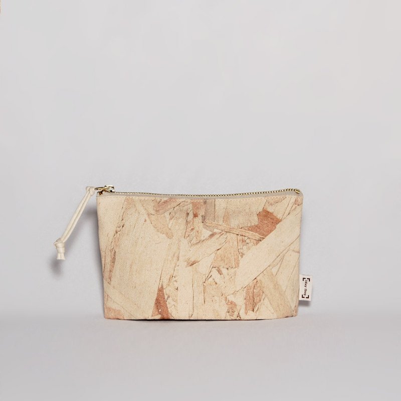 [ 快闪特价 ] 再生木纹 厚帆布拉链收纳包 - 化妆包/杂物包 - 棉．麻 多色