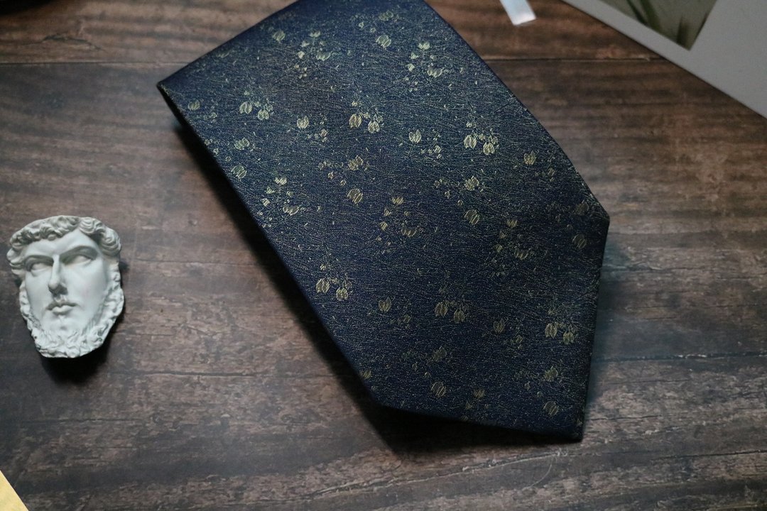 烫金小花真丝领带蓝色正装商务领带 - 领带/领带夹 - 丝．绢 蓝色