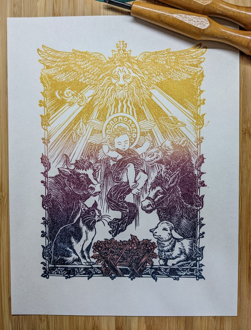 2022 限量耶诞版画 Limited Linocut prints for Christmas - 卡片/明信片 - 纸 
