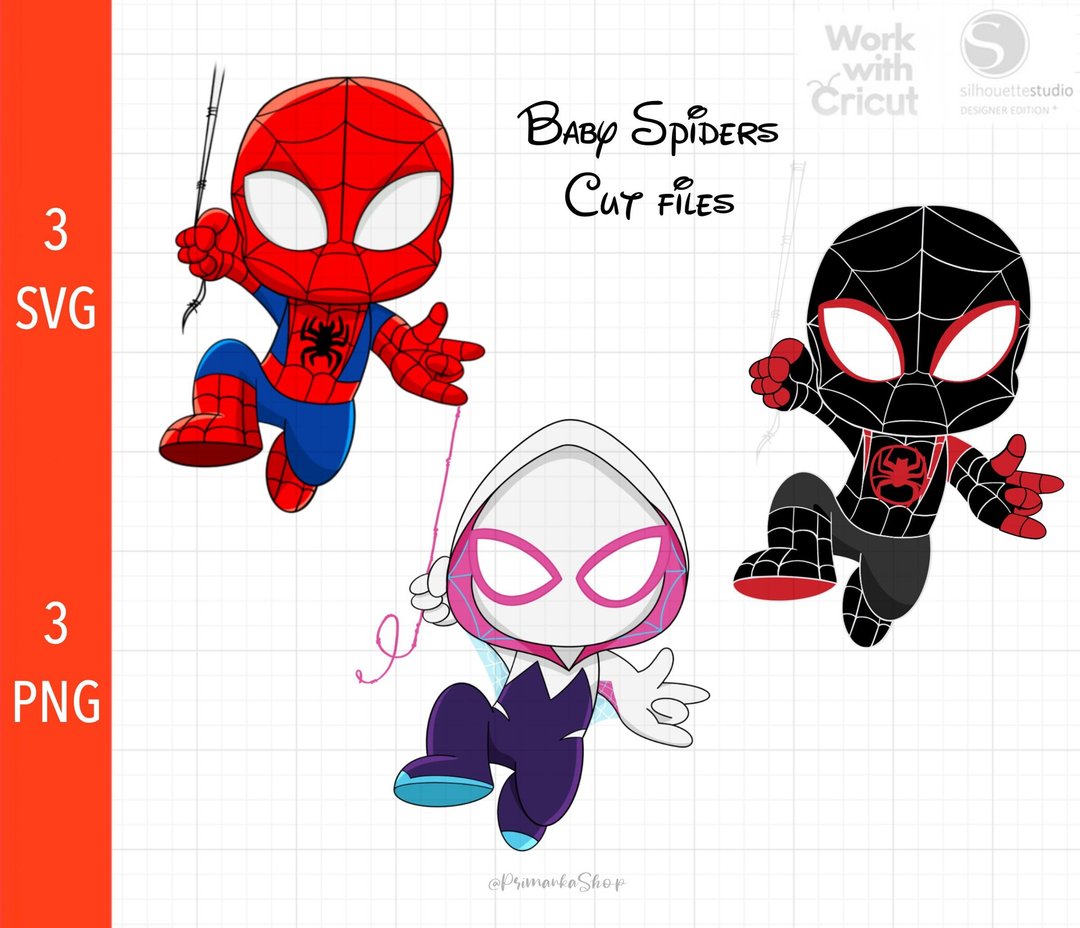 DIGITAL Baby Spidey Svg cut file, Ghost Spider Png, Black Spiderman Morales Svg - 插画/绘画/写字 - 其他材质 多色