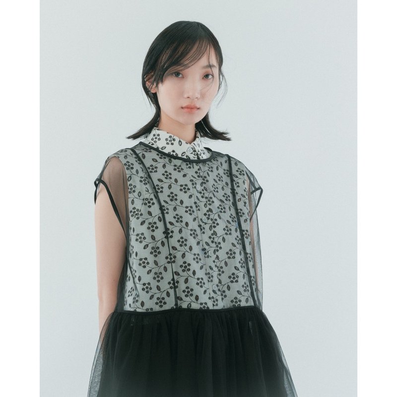 UUIN_黑网布澎澎上衣 - 女装上衣 - 其他材质 黑色