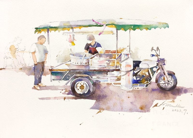 在线课程。街角的小餐车(可加购材料包) - 插画/绘画/写字 - 纸 紫色