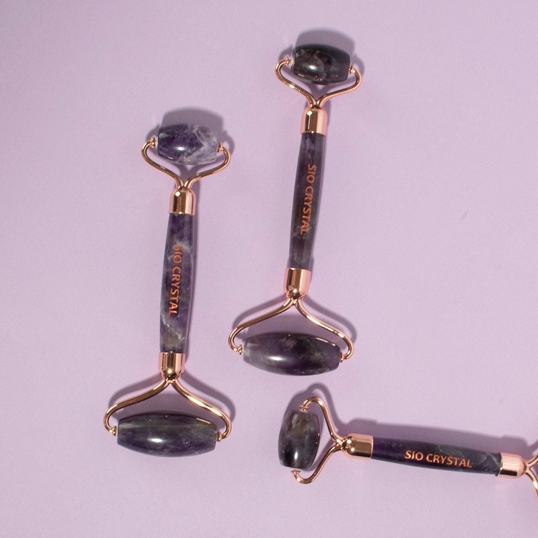 天然水晶按摩滚轮仪-Amethyst【紫水晶】 - 脸部按摩/清洁工具 - 水晶 紫色
