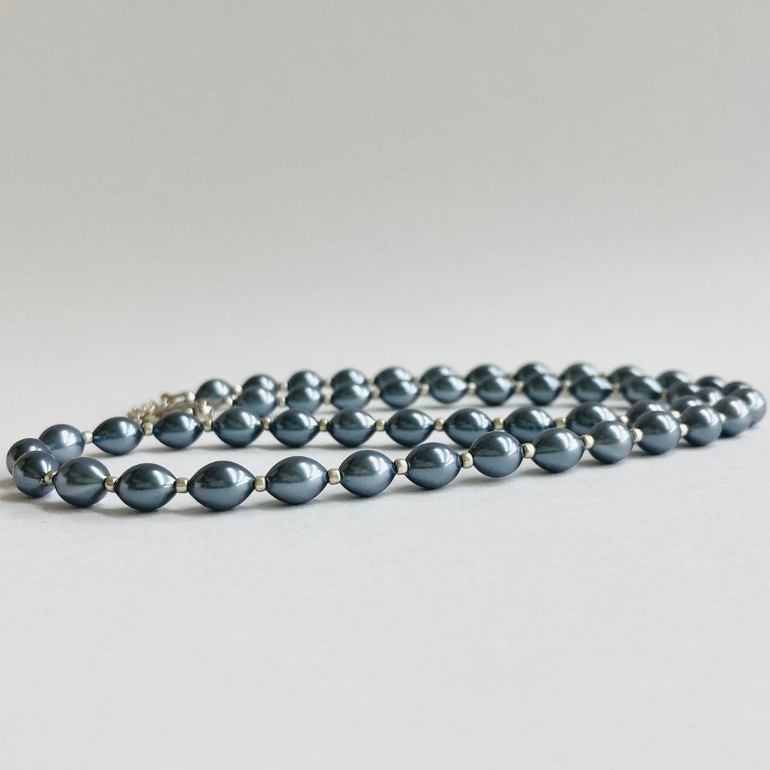 玻璃巴洛克珍珠中项链 / 约 8x10mm / 全长约 50cm / 靛蓝色 / 日本制造 - 项链 - 玻璃 蓝色
