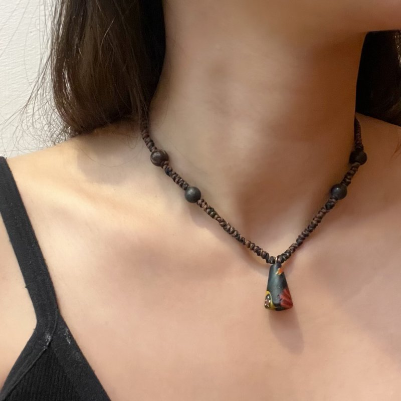 SISIRE | 老琉璃颈链 蜡线编织颈链 蜡线编织项链 蜡线编织 - 项链 - 琉璃 