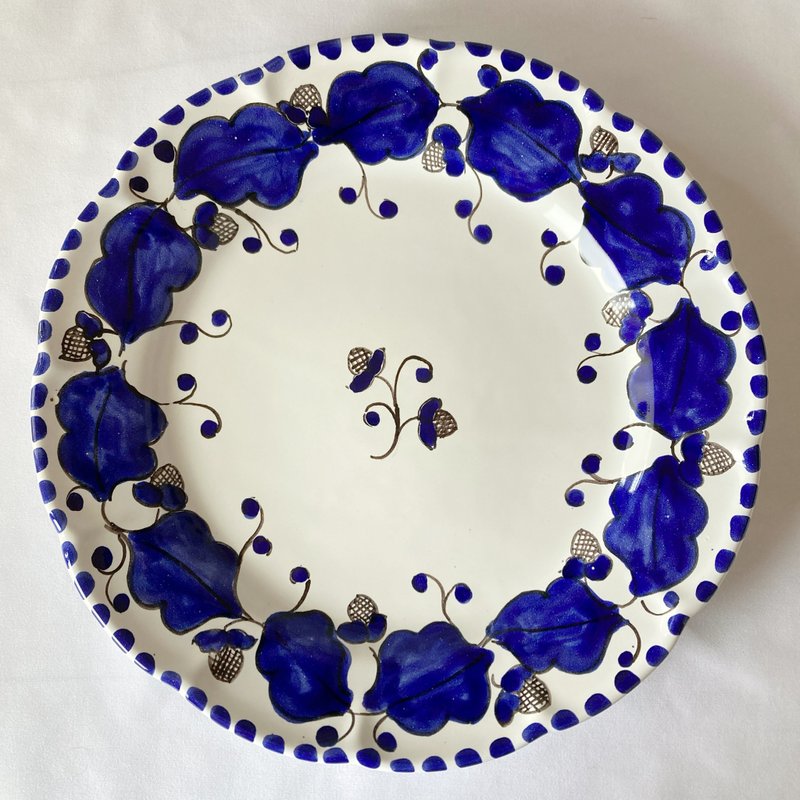 圆盘26cm 蓝色系列 Majolica 意大利陶器 - 盘子/餐盘/盘架 - 陶 蓝色