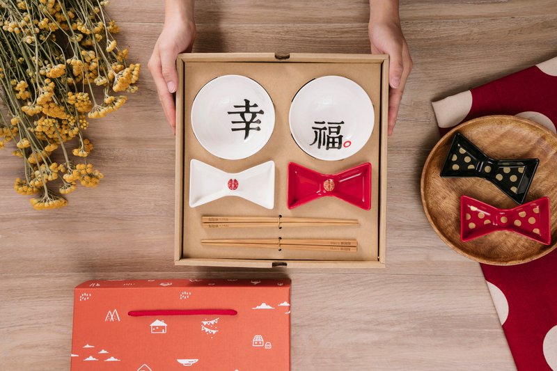 幸福囍蝴蝶结彭派组 - 碗 - 瓷 红色