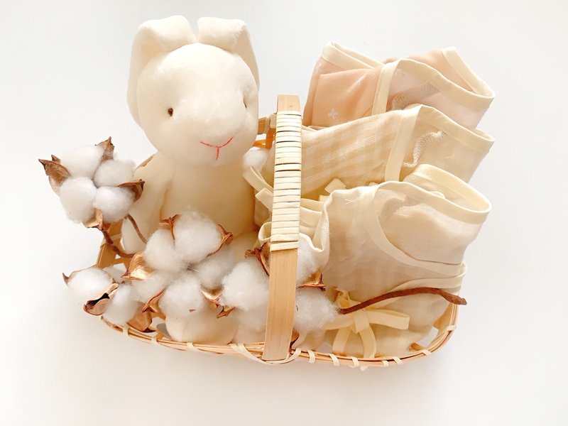 珍爱 新生儿早产儿首选-100%有机棉二重纱  手作纱布肚衣 兔兔 - 包屁衣/连体衣 - 棉．麻 多色