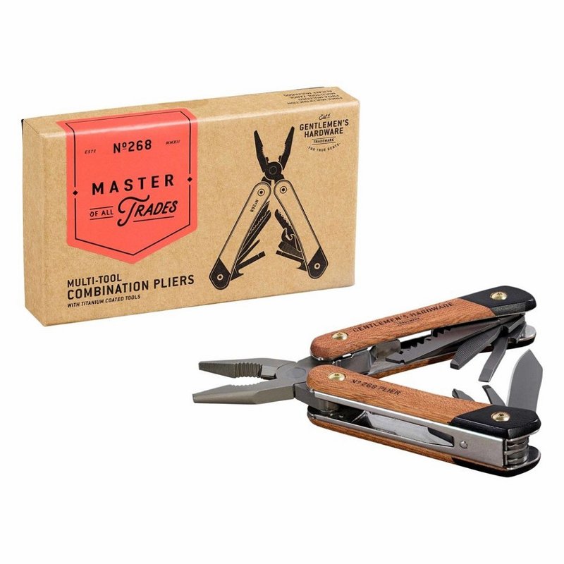 【Gentlemen's Hardware】经典多用途户外刀钳刀具组-木质握把 - 露营用品 - 不锈钢 咖啡色