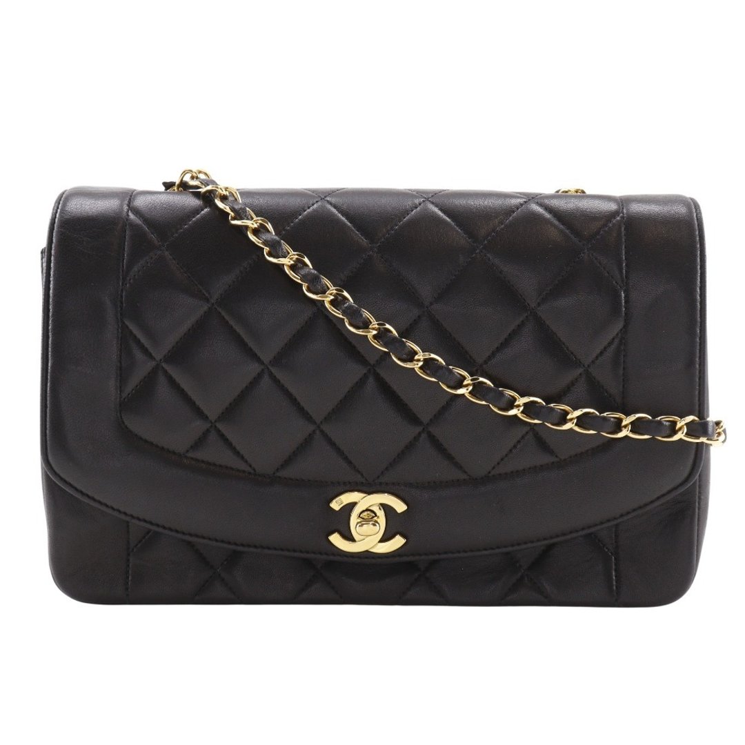 【日本直送】香奈儿 CHANEL Diana 25 肩背包 Matelassé 链条包 古董 A01165 羊皮 黑【二手品】 - 侧背包/斜挎包 - 真皮 黑色