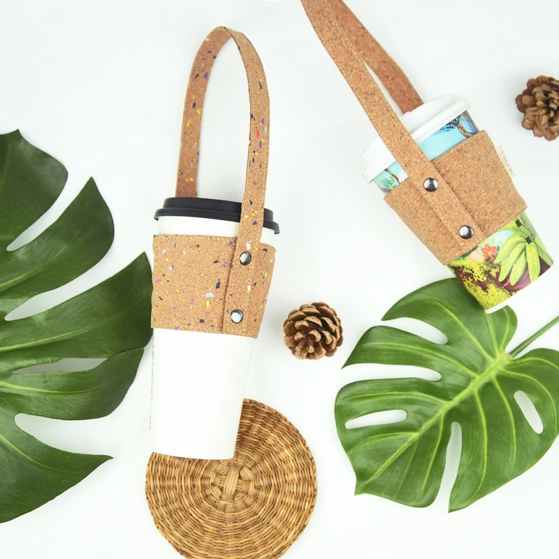 【手感软木】环保 可水洗 旅行必备 软木饮料杯套/饮料提袋 - 随行杯提袋/水壶袋 - 软木/水松木 咖啡色