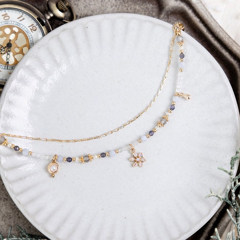 正能量 x 拉长石 堇青石 白水晶【追逐光影的凡人 • 冬】手链 - 手链/手环 - 宝石 灰色