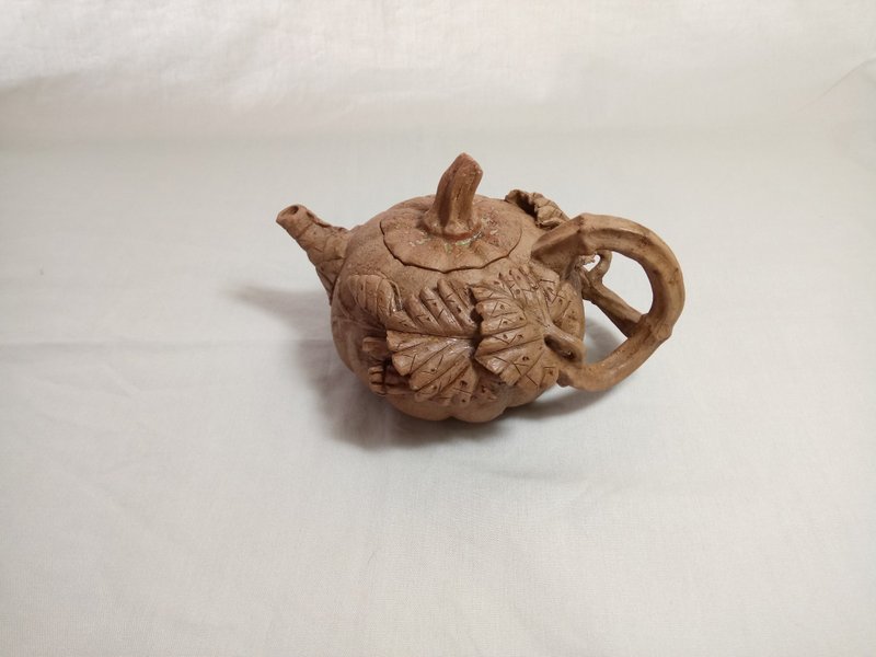 南瓜 手捏壶 - 茶具/茶杯 - 陶 咖啡色