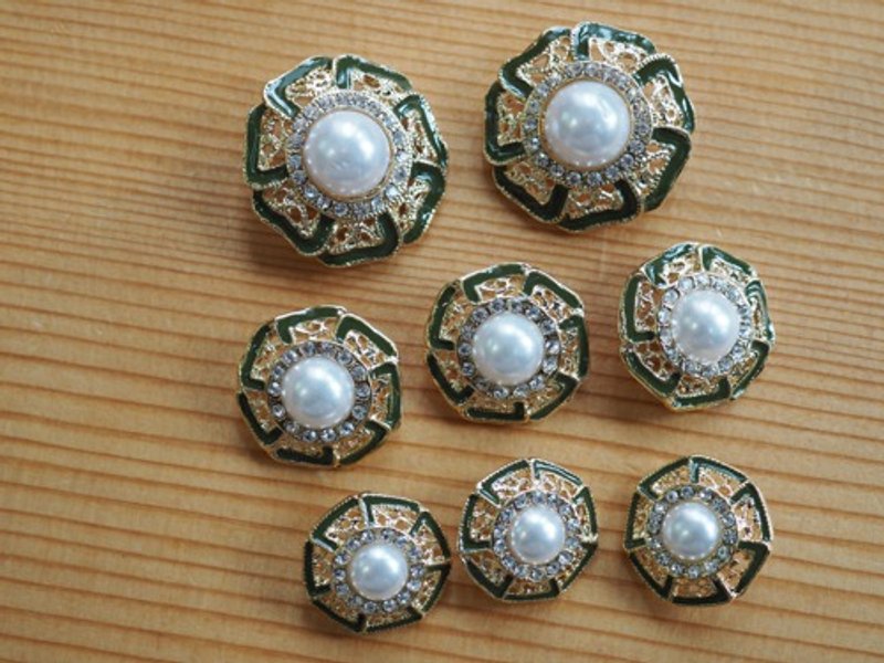 46019数量限定 裏穴 24mm パールメタルボタン2個 グリーン - 其他 - 其他材质 绿色