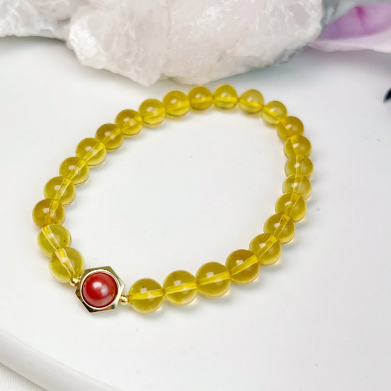 招财/挡煞/安神定魄-帝王砂朱砂蓝珀琥珀手链 - 手链/手环 - 宝石 