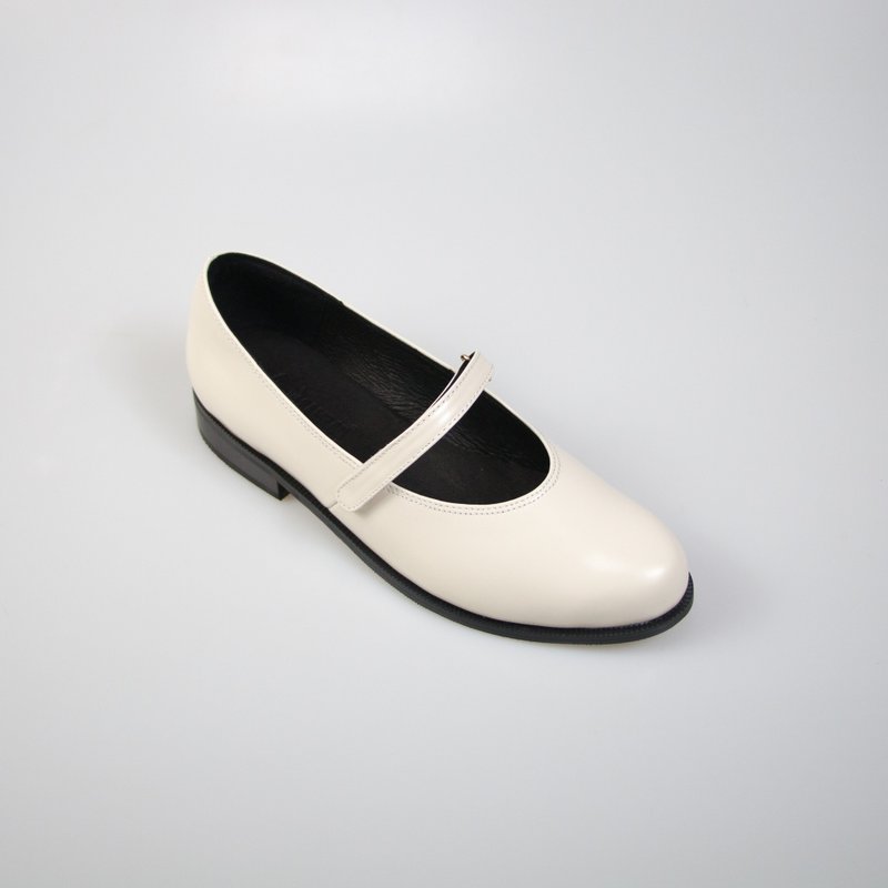 细带玛莉珍女鞋/米白色/275C楦 - 芭蕾鞋/娃娃鞋 - 真皮 白色