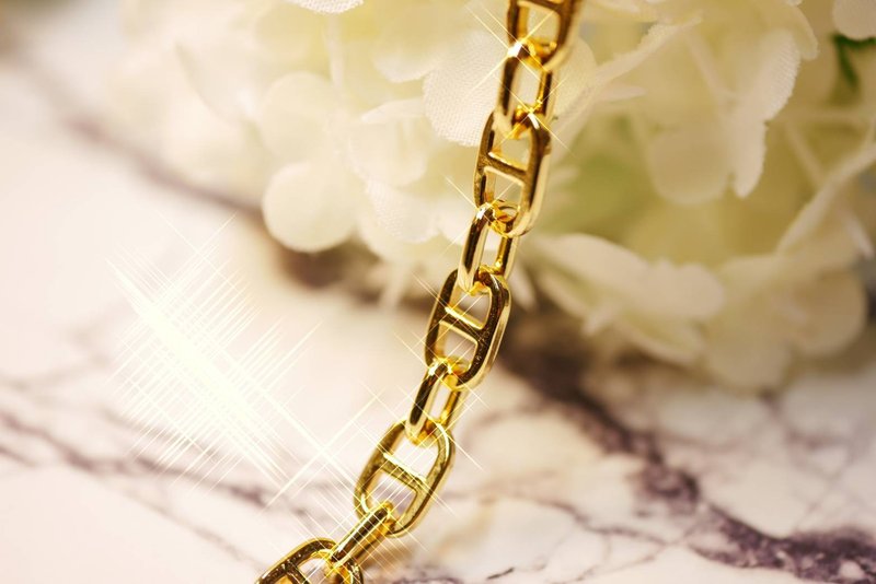 黄金手链-日字手链-猪鼻子手链-S扣头-女手链 - 手链/手环 - 24k 金 金色