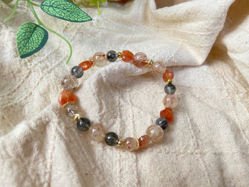 黑发晶/黑金超七/爱心金太阳 水晶手链 - 手链/手环 - 水晶 黑色