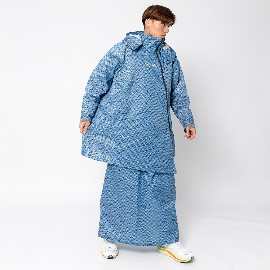 【背包款】去去雨水走长版两件式-Mini-O+雨裙-太平洋蓝 - 雨伞/雨衣 - 塑料 蓝色