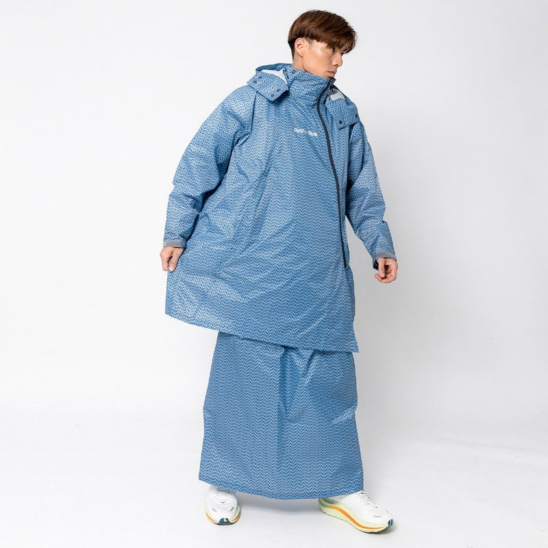 【背包款】去去雨水走长版两件式-Mini-O+雨裙-太平洋蓝 - 雨伞/雨衣 - 塑料 蓝色