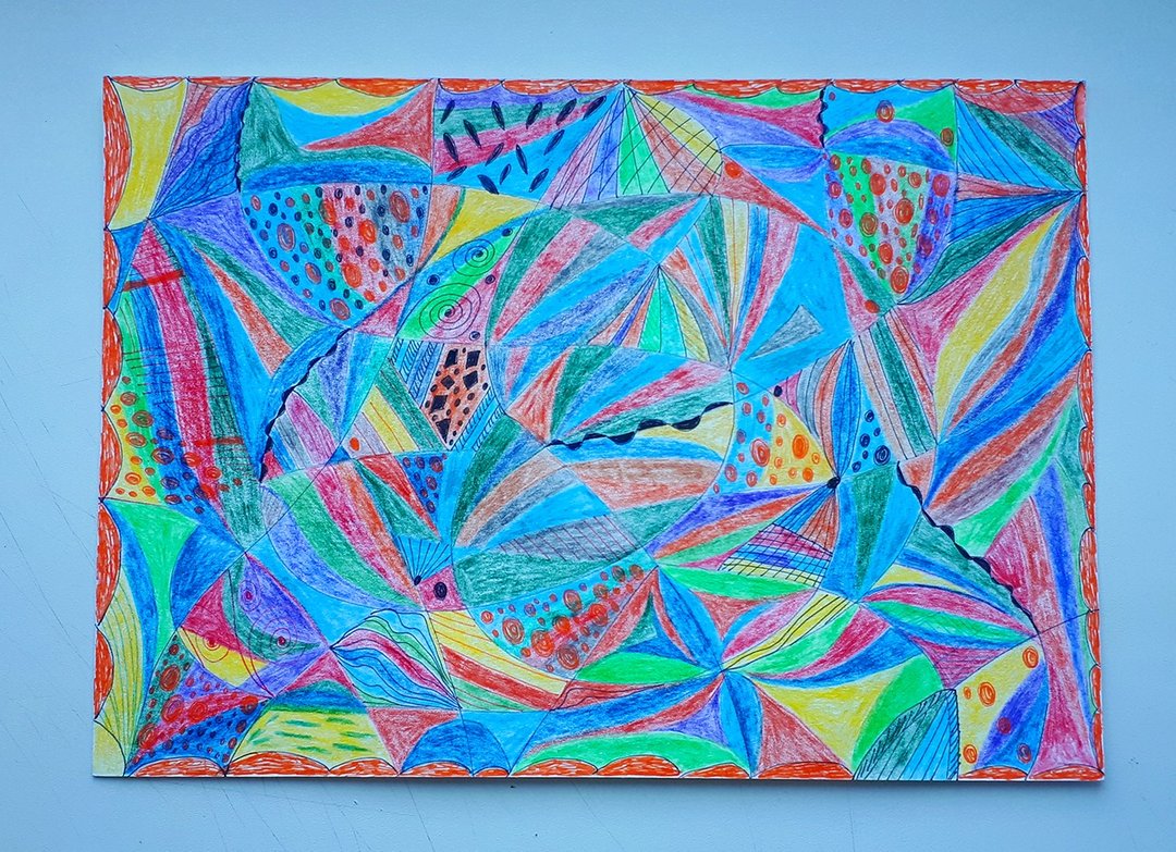 抽象画 #2028，铅笔抽象画作，艺术，绘画 - 墙贴/壁贴 - 纸 多色