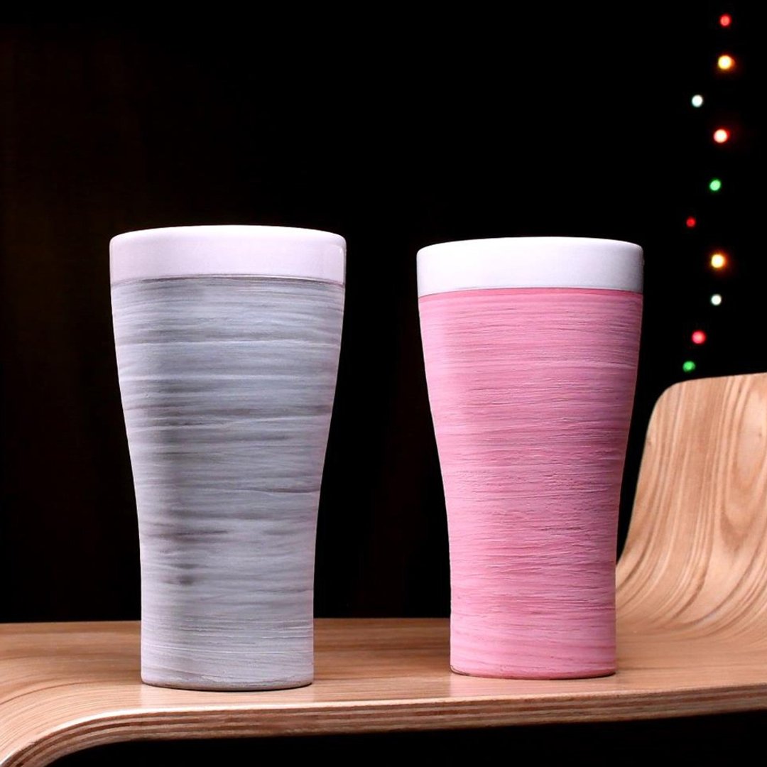 陶作坊HOME│老岩泥沁凉啤酒杯(灰蓝/灰红) - 酒杯/酒器 - 其他材质 