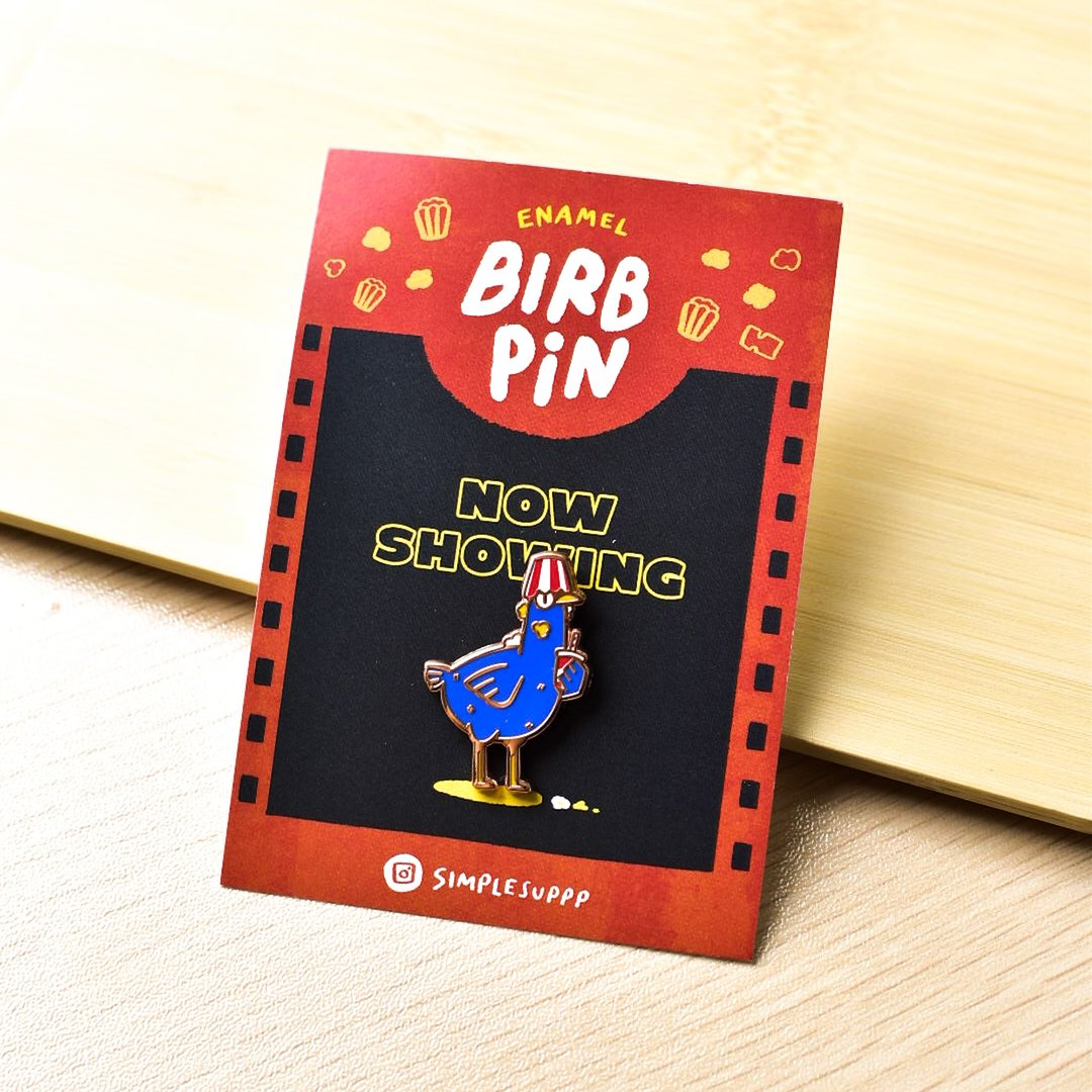 爆米花鸟别针 (Popcorn Birb) - 徽章/别针 - 其他金属 蓝色