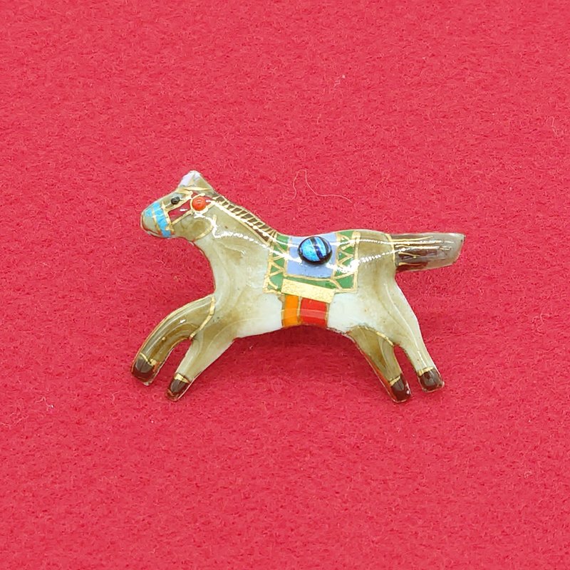 奔跑的小马 景泰蓝别针 - 徽章/别针 - 其他金属 咖啡色