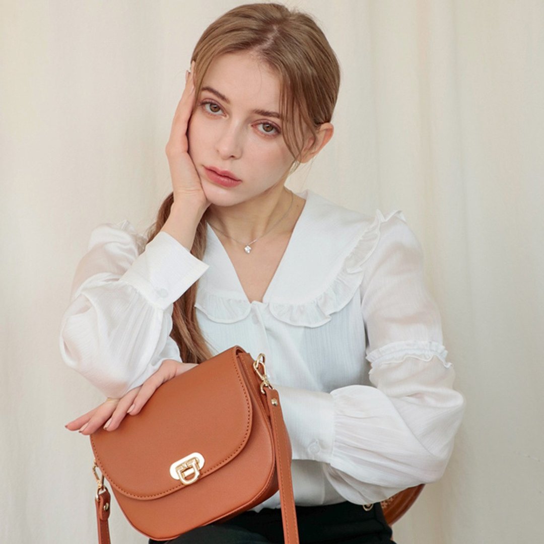 韩国LUNA BAG | 棕色 | 圆角袋 | 侧背包 斜孭袋 - 侧背包/斜挎包 - 人造皮革 咖啡色