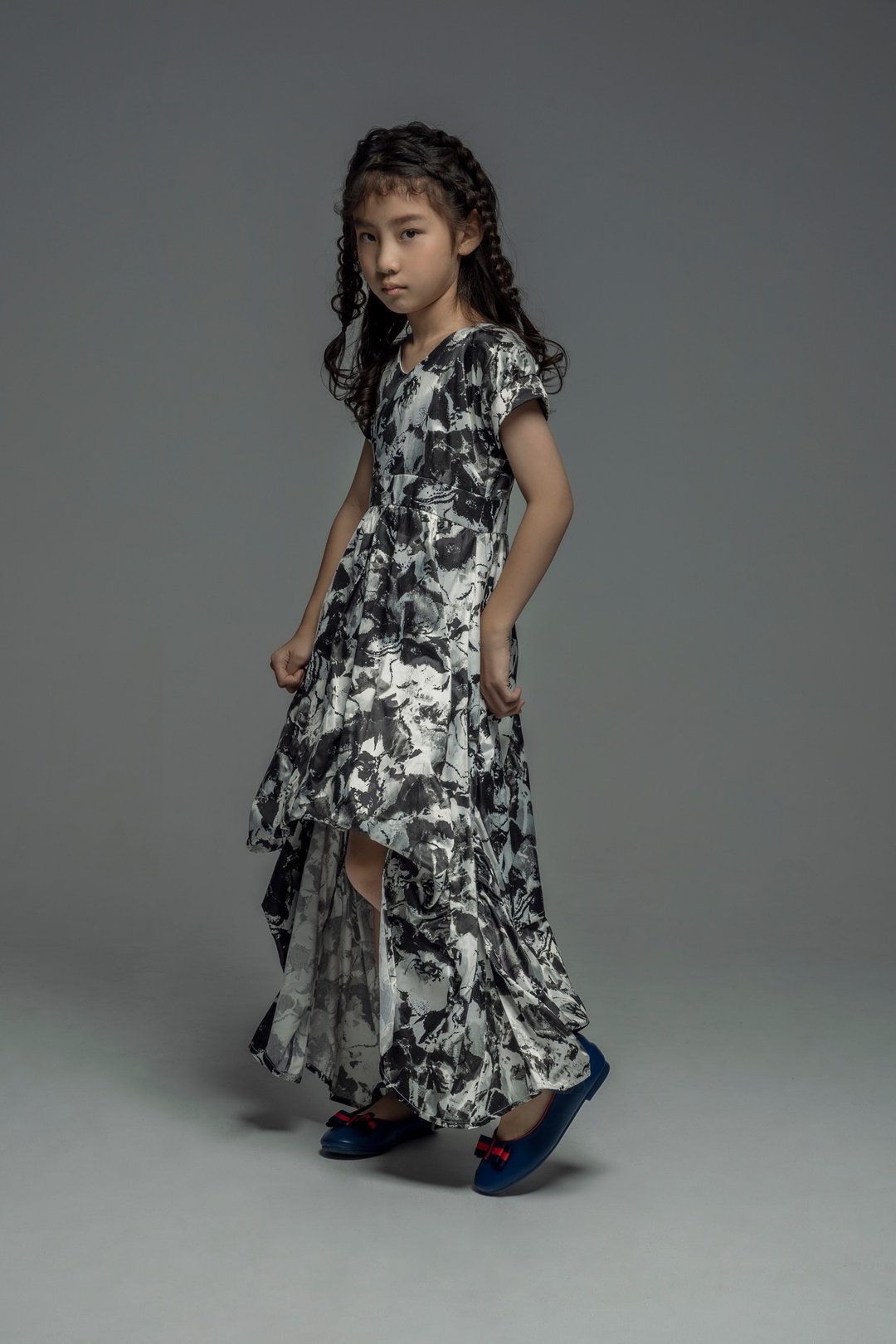High Low Dress in Black and White Print / FW2019 - 童装礼服/连衣裙 - 其他材质 