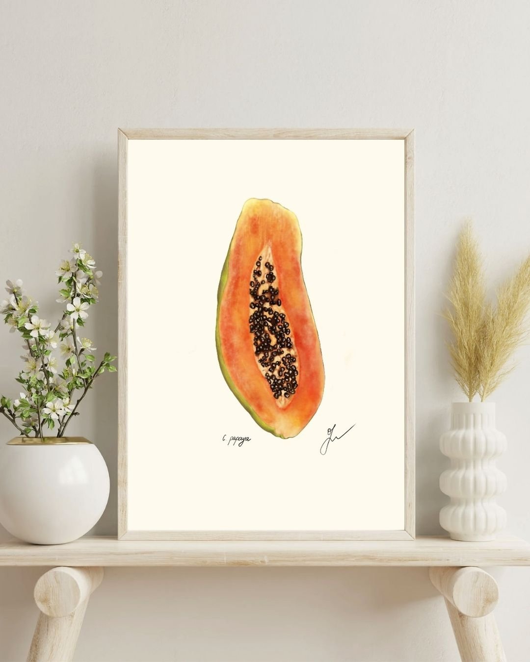 手绘木瓜植物插画, 番木瓜,  数字下载 - 电子手绘真人画像/绘画/插画 - 其他材质 