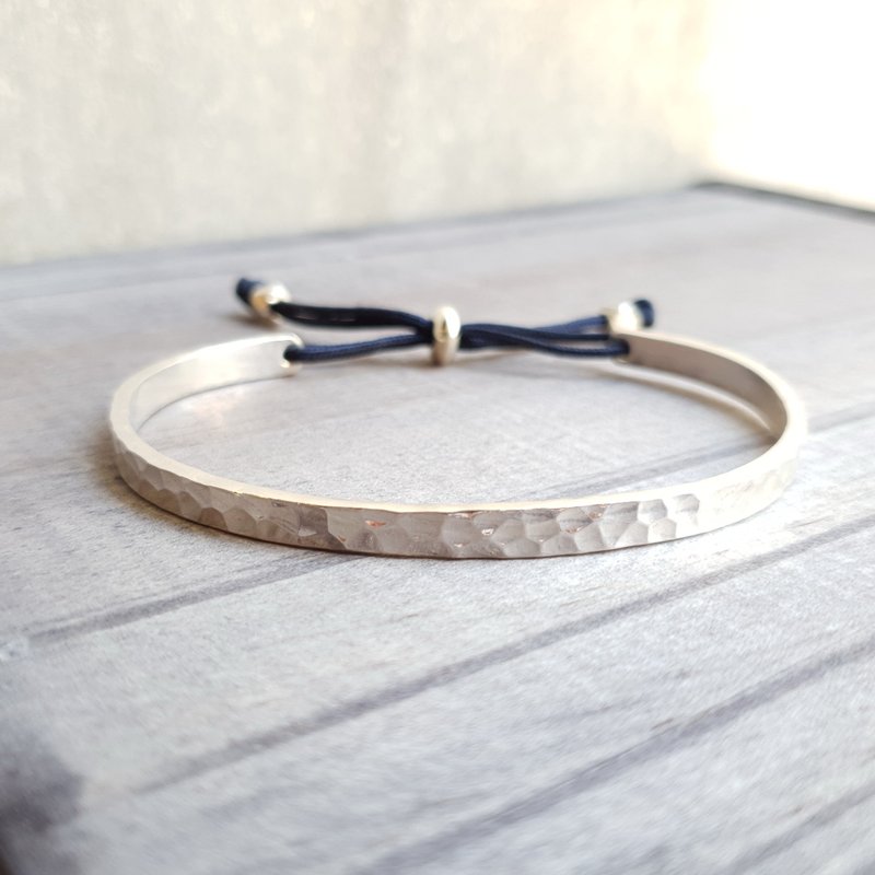 槌木纹 925 纯银手环 - 手链/手环 - 纯银 银色