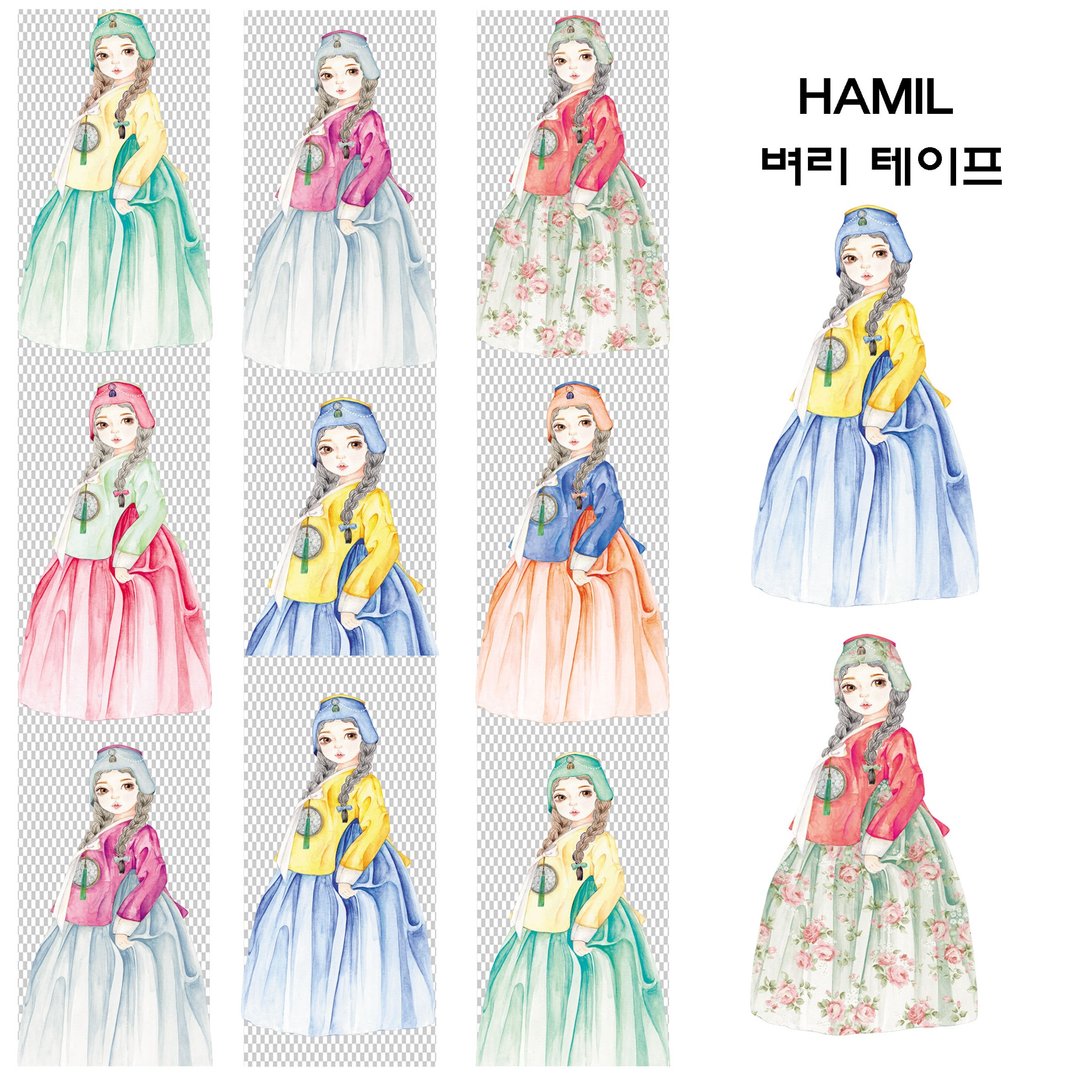 Byuri OPP胶带 (hamil) 复古可爱娃娃 - 纸胶带 - 纸 多色