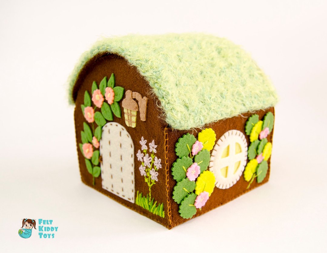 Dollhouse for mouse, cosy play house from felt - 玩具/玩偶 - 环保材料 绿色