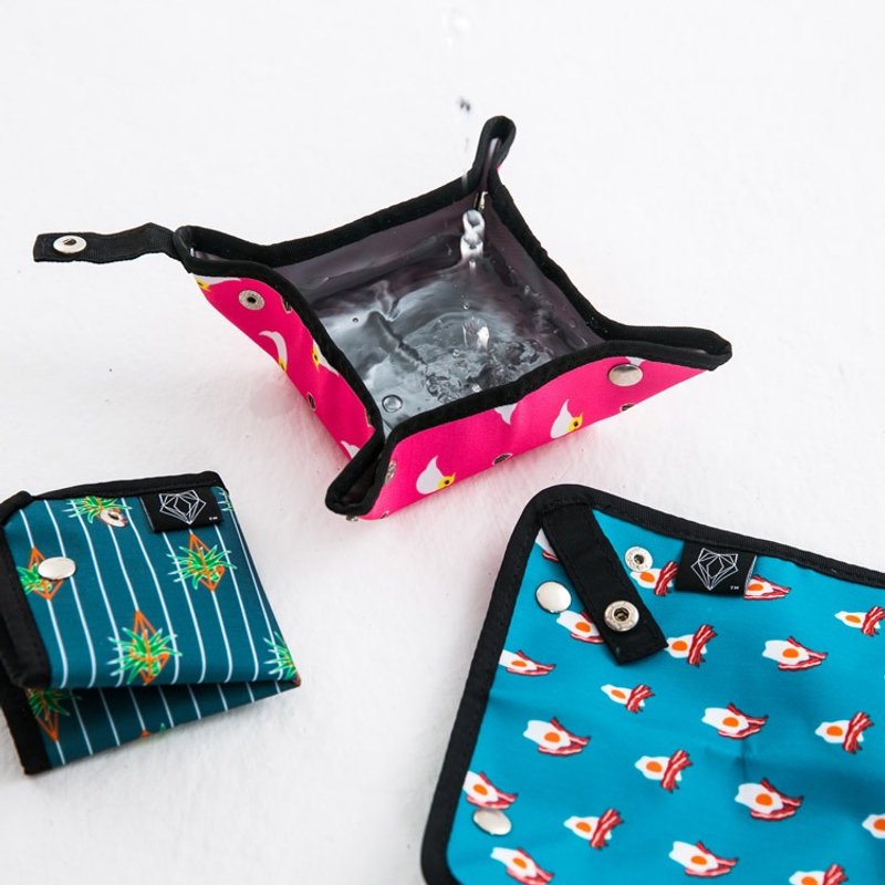 【Clip-On 扣扣宠物折叠碗 外出碗】 - 摇摇空气植物(雾蓝色) - 碗/碗架 - 防水材质 多色