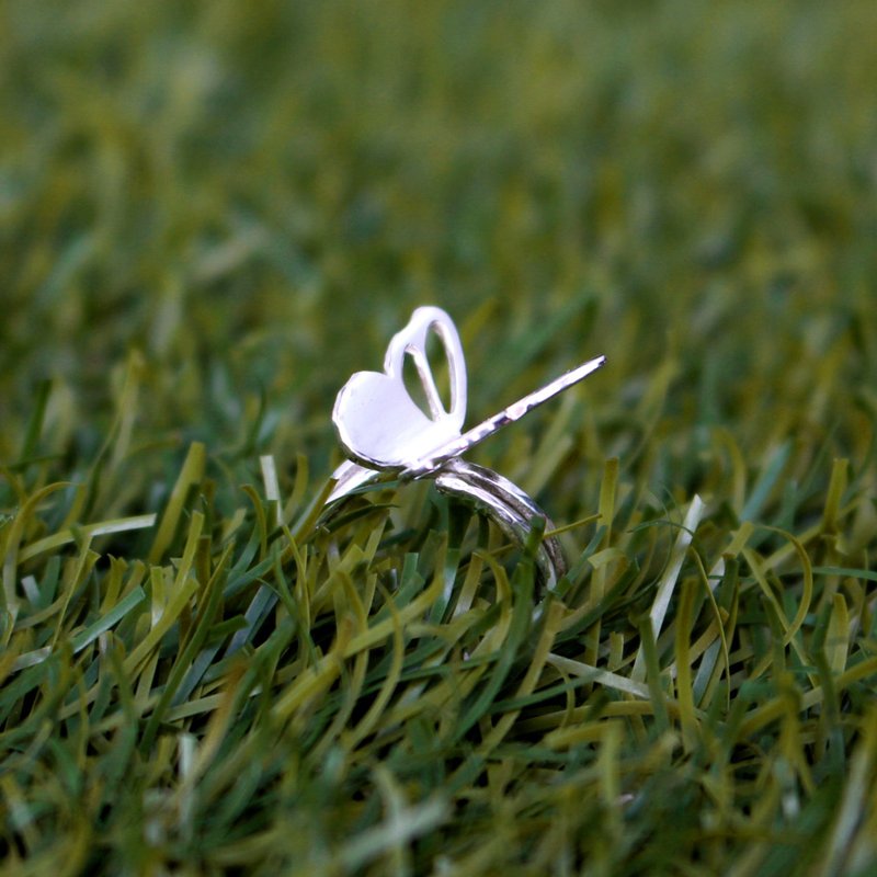 蝴蝶-银戒 - 戒指 - 银 银色