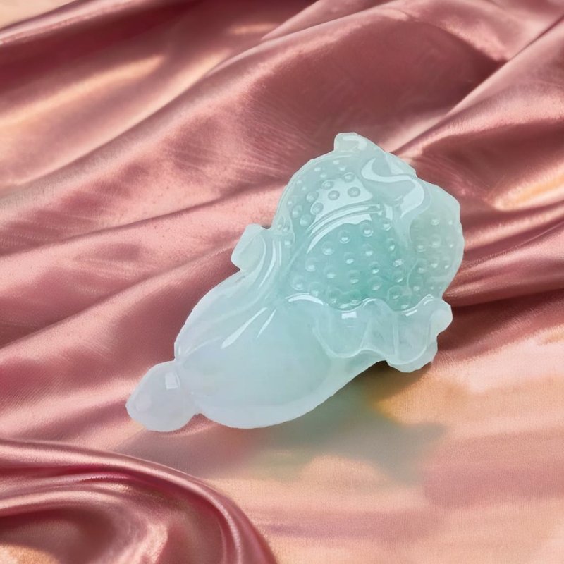 【摆财】冰种飘绿翡翠白菜 | 天然缅甸玉翡翠A货 | 送礼 - 吊饰 - 玉石 绿色