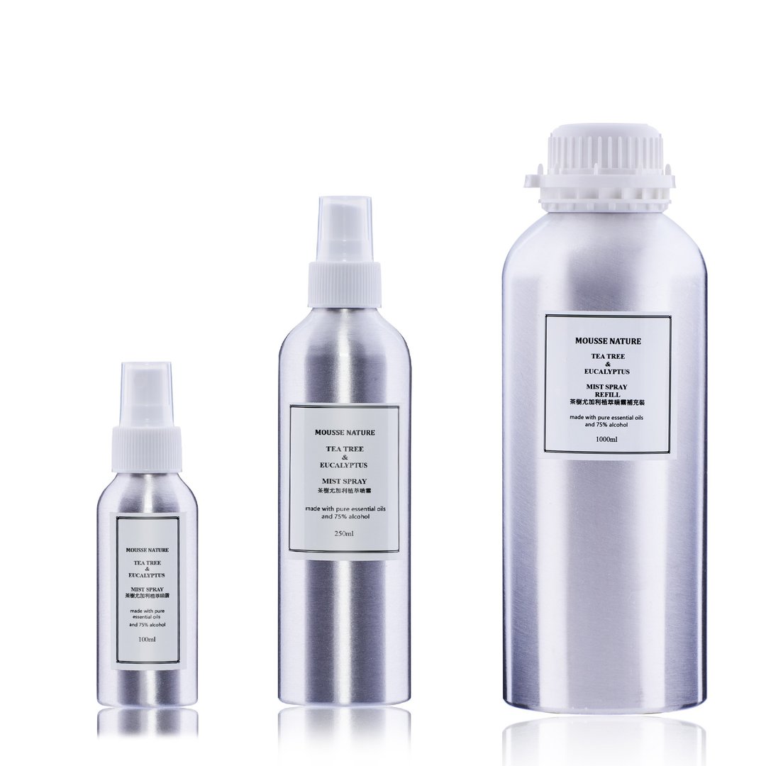 【24H出货】防疫75%酒精干洗手 茶树尤加利喷雾组 100ml 250 1L - 香薰/精油/线香 - 植物．花 透明