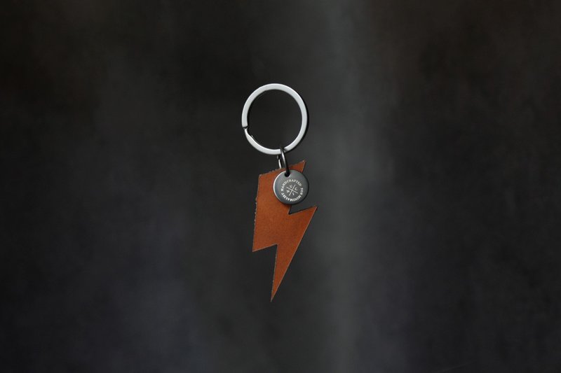 UNIC经典闪电钥匙圈/ 真皮钥匙扣 / 皮革潮流吊饰【可定制化】 - 钥匙链/钥匙包 - 真皮 咖啡色