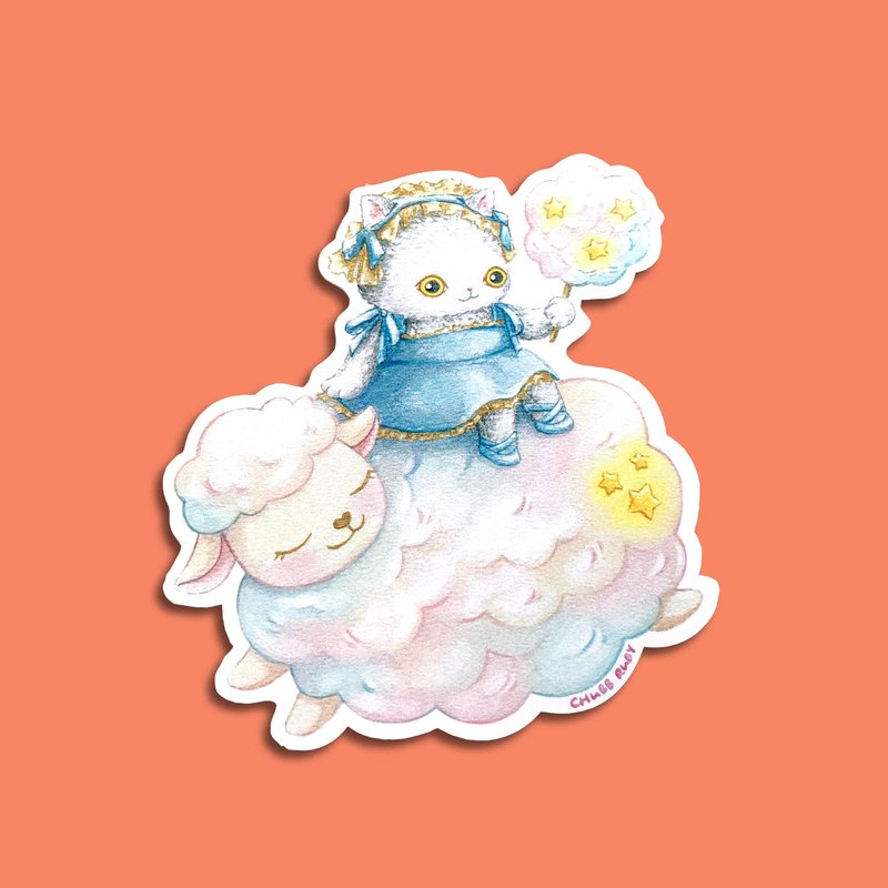 原创 星座猫猫 白羊座 水彩手绘 胶面贴纸 - 贴纸 - 纸 多色