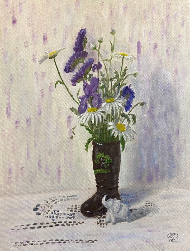 原创春花油画写实花卉艺术 40 x 30 厘米 - 墙贴/壁贴 - 纸 紫色