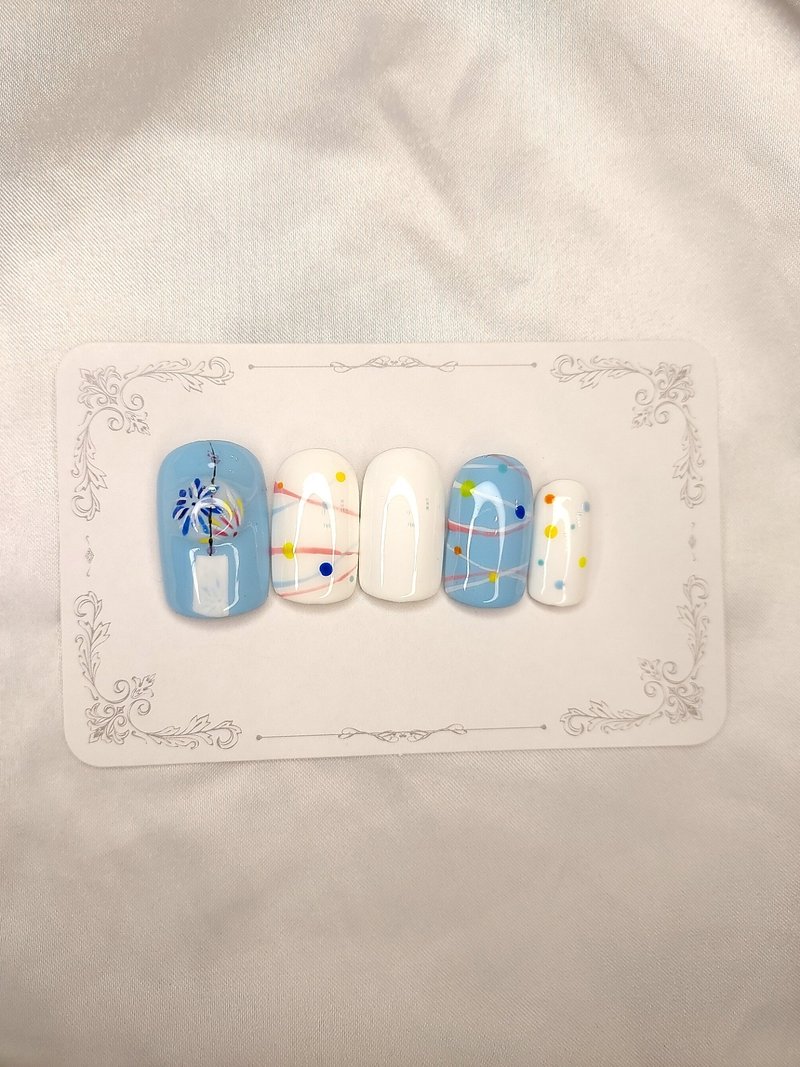 风铃/日系/手绘/穿戴甲/夏日/祭典/水风船/气球/指甲贴片 - 指甲油/指甲贴 - 树脂 多色