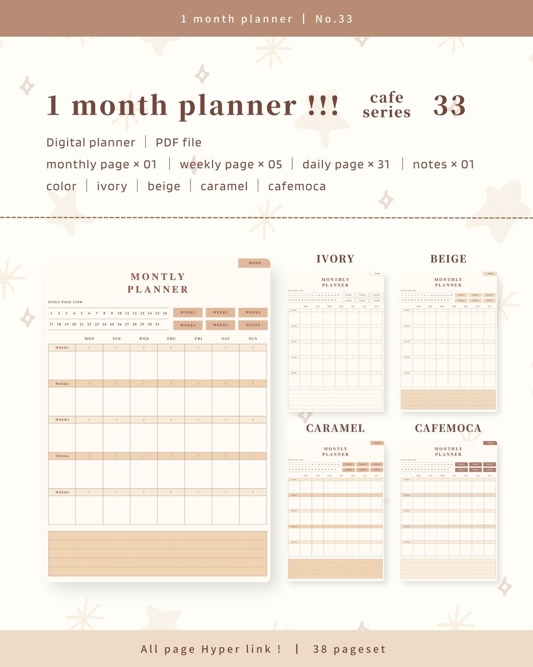 [Monthly planner / No.34 / vertical] Digital planner that can be used repeatedly every month - 其他数码商品 - 其他材质 