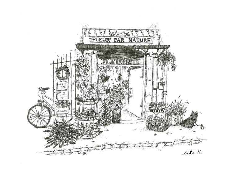 法国花店 (手绘插画含A4画框) - 海报/装饰画/版画 - 纸 